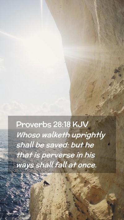 Picture 02 - Proverbs 28:18 KJV Mobile Phone Wallpaper - Whoso walketh uprightly shall be saved: but he - Mobile Bible Verse Wallpaper