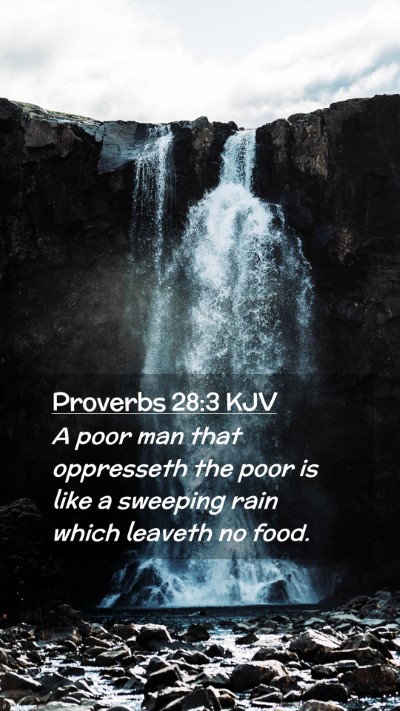 Picture 02 - Proverbs 28:3 KJV Mobile Phone Wallpaper - A poor man that oppresseth the poor is like a - Mobile Bible Verse Wallpaper