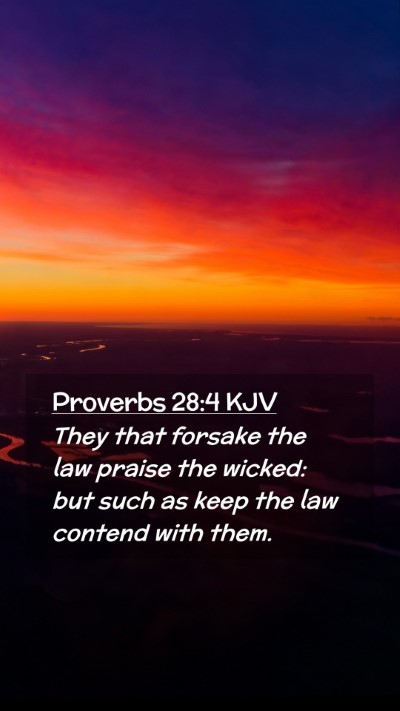 Picture 02 - Proverbs 28:4 KJV Mobile Phone Wallpaper - They that forsake the law praise the wicked: but - Mobile Bible Verse Wallpaper