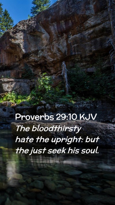 Picture 02 - Proverbs 29:10 KJV Mobile Phone Wallpaper - The bloodthirsty hate the upright: but the just - Mobile Bible Verse Wallpaper