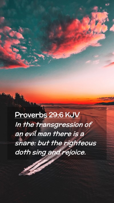 Picture 02 - Proverbs 29:6 KJV Mobile Phone Wallpaper - In the transgression of an evil man there is a - Mobile Bible Verse Wallpaper