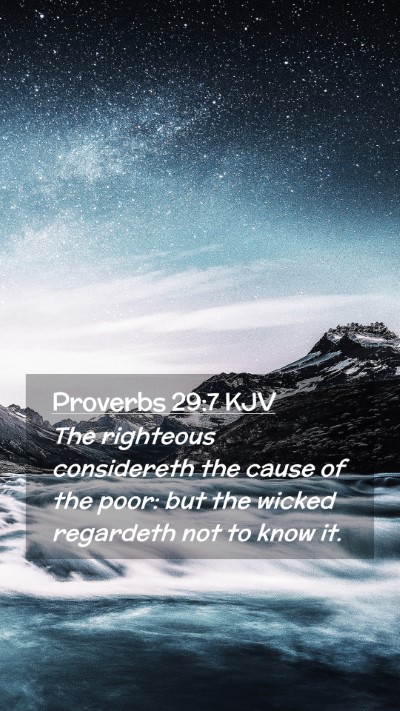 Picture 02 - Proverbs 29:7 KJV Mobile Phone Wallpaper - The righteous considereth the cause of the poor: - Mobile Bible Verse Wallpaper
