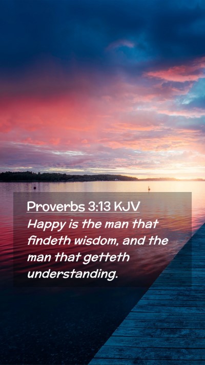 Picture 02 - Proverbs 3:13 KJV Mobile Phone Wallpaper - Happy is the man that findeth wisdom, and the man - Mobile Bible Verse Wallpaper