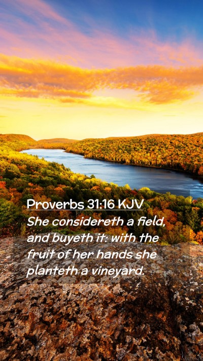 Picture 02 - Proverbs 31:16 KJV Mobile Phone Wallpaper - She considereth a field, and buyeth it: with the - Mobile Bible Verse Wallpaper
