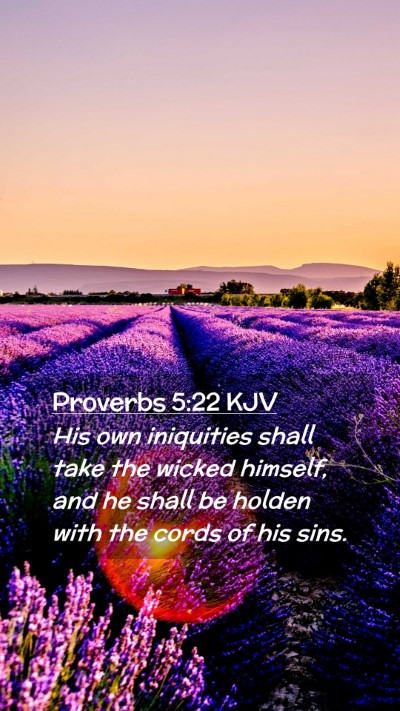 Picture 02 - Proverbs 5:22 KJV Mobile Phone Wallpaper - His own iniquities shall take the wicked himself, - Mobile Bible Verse Wallpaper