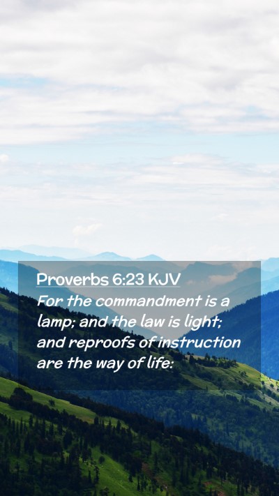 Picture 02 - Proverbs 6:23 KJV Mobile Phone Wallpaper - For the commandment is a lamp; and the law is - Mobile Bible Verse Wallpaper