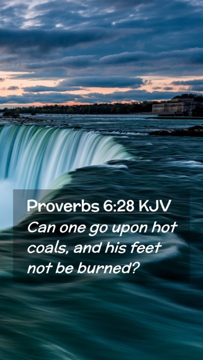 Picture 02 - Proverbs 6:28 KJV Mobile Phone Wallpaper - Can one go upon hot coals, and his feet not be - Mobile Bible Verse Wallpaper