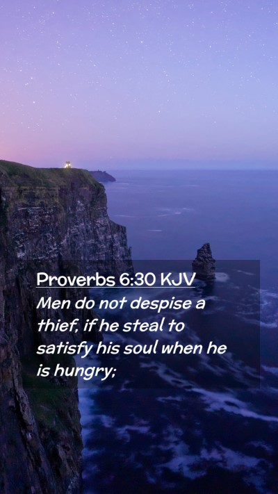 Picture 02 - Proverbs 6:30 KJV Mobile Phone Wallpaper - Men do not despise a thief, if he steal to - Mobile Bible Verse Wallpaper