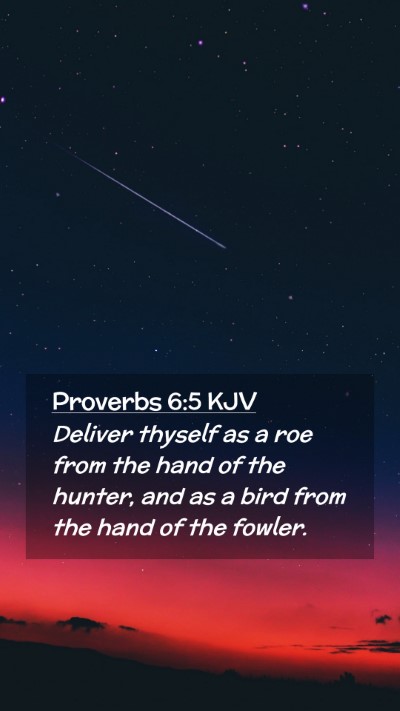 Picture 02 - Proverbs 6:5 KJV Mobile Phone Wallpaper - Deliver thyself as a roe from the hand of the - Mobile Bible Verse Wallpaper
