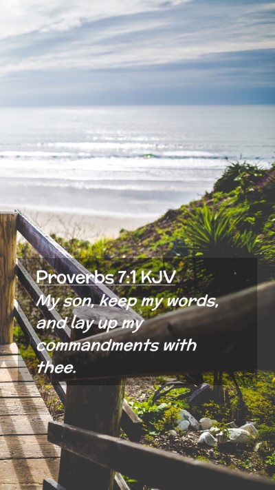 Picture 02 - Proverbs 7:1 KJV Mobile Phone Wallpaper - My son, keep my words, and lay up my commandments - Mobile Bible Verse Wallpaper