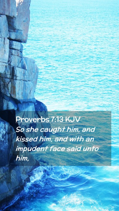 Picture 02 - Proverbs 7:13 KJV Mobile Phone Wallpaper - So she caught him, and kissed him, and with an - Mobile Bible Verse Wallpaper