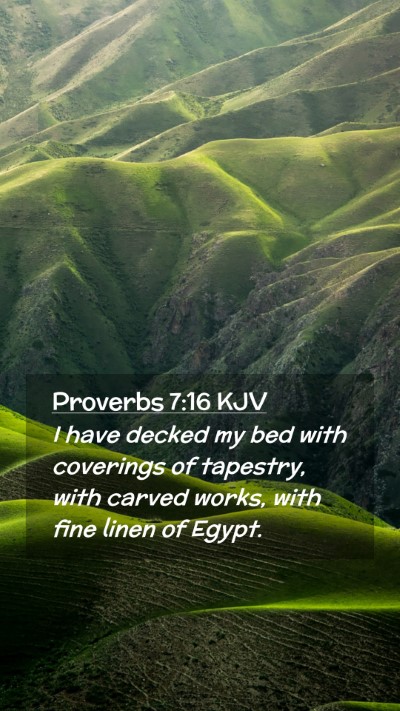 Picture 02 - Proverbs 7:16 KJV Mobile Phone Wallpaper - I have decked my bed with coverings of tapestry, - Mobile Bible Verse Wallpaper