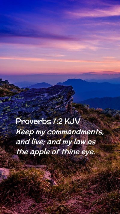 Picture 02 - Proverbs 7:2 KJV Mobile Phone Wallpaper - Keep my commandments, and live; and my law as the - Mobile Bible Verse Wallpaper