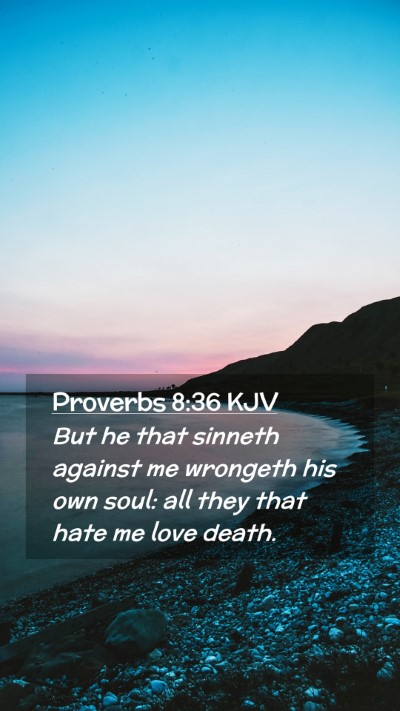 Picture 02 - Proverbs 8:36 KJV Mobile Phone Wallpaper - But he that sinneth against me wrongeth his own - Mobile Bible Verse Wallpaper