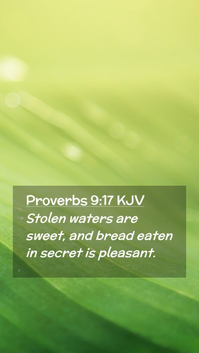 Picture 02 - Proverbs 9:17 KJV Mobile Phone Wallpaper - Stolen waters are sweet, and bread eaten in - Mobile Bible Verse Wallpaper