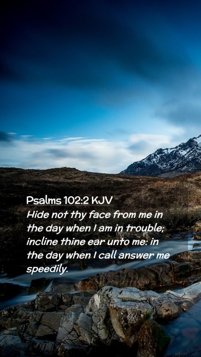 Picture 02 - Psalms 102:2 KJV Mobile Phone Wallpaper - Hide not thy face from me in the day when I am in - Mobile Bible Verse Wallpaper