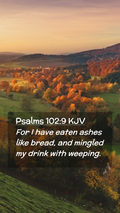 Picture 02 - Psalms 102:9 KJV Mobile Phone Wallpaper - For I have eaten ashes like bread, and mingled my - Mobile Bible Verse Wallpaper