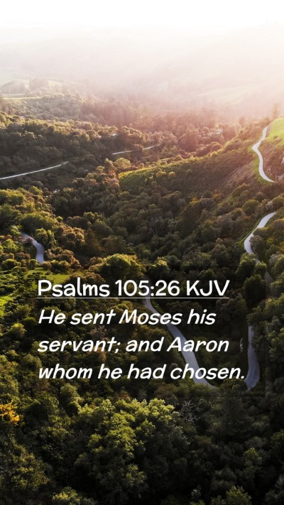 Picture 02 - Psalms 105:26 KJV Mobile Phone Wallpaper - He sent Moses his servant; and Aaron whom he had - Mobile Bible Verse Wallpaper