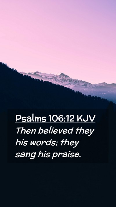 Picture 02 - Psalms 106:12 KJV Mobile Phone Wallpaper - Then believed they his words; they sang his - Mobile Bible Verse Wallpaper
