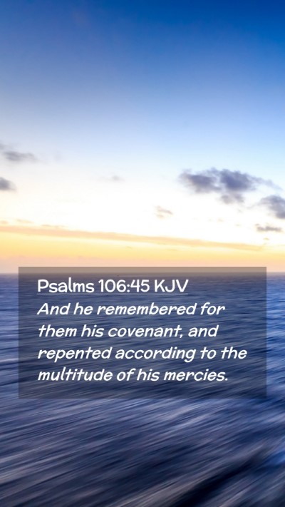 Picture 02 - Psalms 106:45 KJV Mobile Phone Wallpaper - And he remembered for them his covenant, and - Mobile Bible Verse Wallpaper