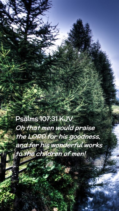 Picture 02 - Psalms 107:31 KJV Mobile Phone Wallpaper - Oh that men would praise the LORD for his - Mobile Bible Verse Wallpaper