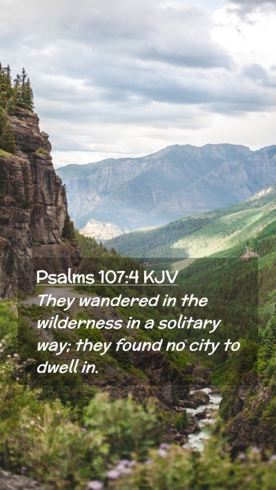 Picture 02 - Psalms 107:4 KJV Mobile Phone Wallpaper - They wandered in the wilderness in a solitary - Mobile Bible Verse Wallpaper
