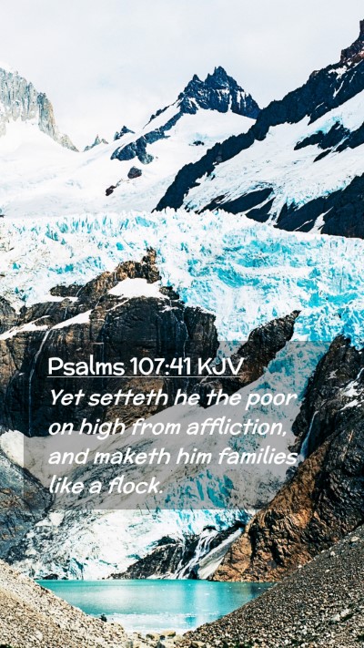 Picture 02 - Psalms 107:41 KJV Mobile Phone Wallpaper - Yet setteth he the poor on high from affliction, - Mobile Bible Verse Wallpaper