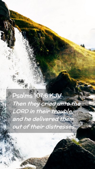Picture 02 - Psalms 107:6 KJV Mobile Phone Wallpaper - Then they cried unto the LORD in their trouble, - Mobile Bible Verse Wallpaper