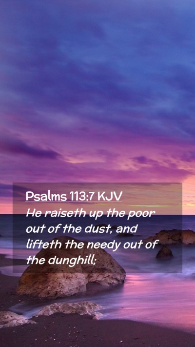 Picture 02 - Psalms 113:7 KJV Mobile Phone Wallpaper - He raiseth up the poor out of the dust, and - Mobile Bible Verse Wallpaper