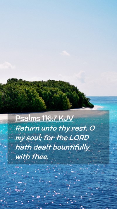 Picture 02 - Psalms 116:7 KJV Mobile Phone Wallpaper - Return unto thy rest, O my soul; for the LORD - Mobile Bible Verse Wallpaper