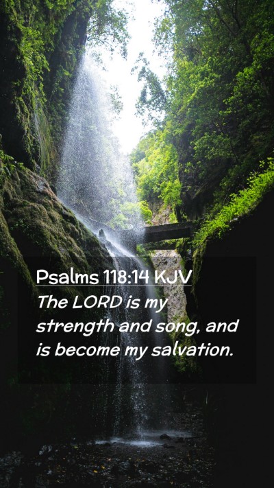Picture 02 - Psalms 118:14 KJV Mobile Phone Wallpaper - The LORD is my strength and song, and is become - Mobile Bible Verse Wallpaper
