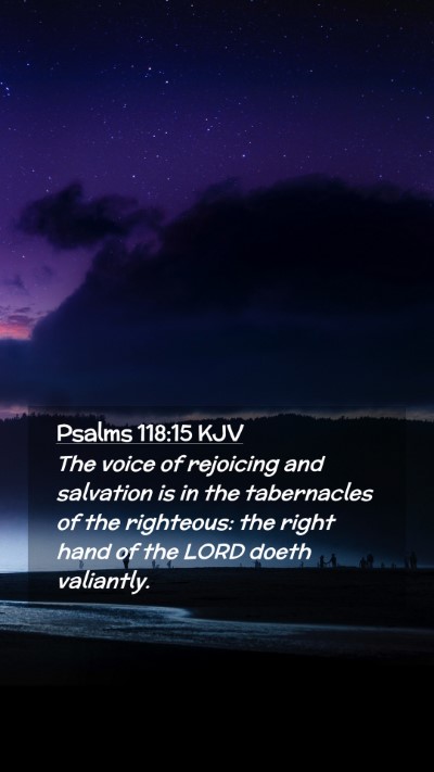Picture 02 - Psalms 118:15 KJV Mobile Phone Wallpaper - The voice of rejoicing and salvation is in the - Mobile Bible Verse Wallpaper