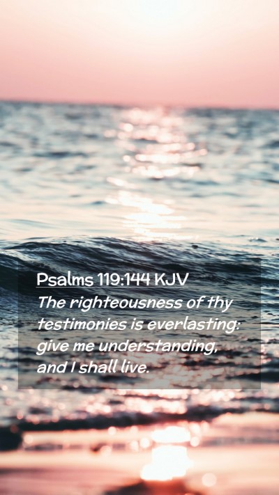 Picture 02 - Psalms 119:144 KJV Mobile Phone Wallpaper - The righteousness of thy testimonies is - Mobile Bible Verse Wallpaper