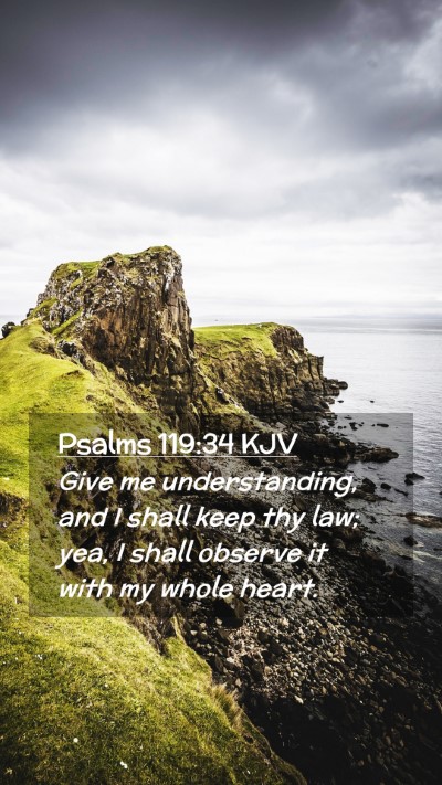 Picture 02 - Psalms 119:34 KJV Mobile Phone Wallpaper - Give me understanding, and I shall keep thy law; - Mobile Bible Verse Wallpaper