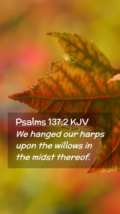 Picture 02 - Psalms 137:2 KJV Mobile Phone Wallpaper - We hanged our harps upon the willows in the midst - Mobile Bible Verse Wallpaper