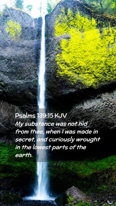 Picture 02 - Psalms 139:15 KJV Mobile Phone Wallpaper - My substance was not hid from thee, when I was - Mobile Bible Verse Wallpaper