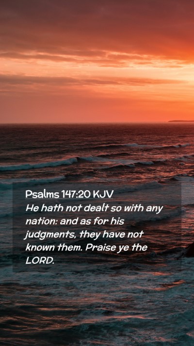 Picture 02 - Psalms 147:20 KJV Mobile Phone Wallpaper - He hath not dealt so with any nation: and as for - Mobile Bible Verse Wallpaper