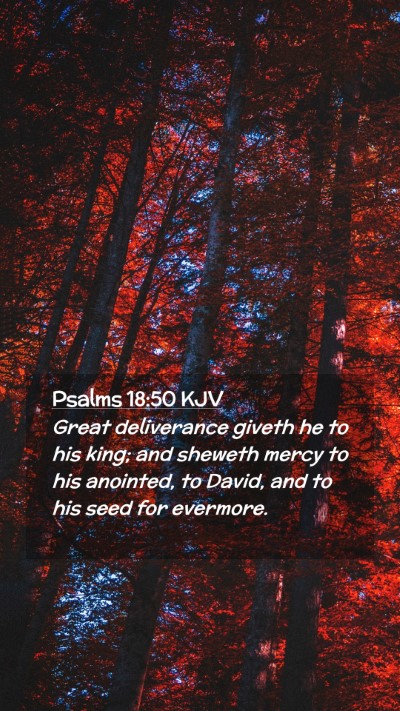 Picture 02 - Psalms 18:50 KJV Mobile Phone Wallpaper - Great deliverance giveth he to his king; and - Mobile Bible Verse Wallpaper