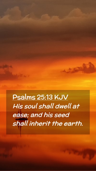 Picture 02 - Psalms 25:13 KJV Mobile Phone Wallpaper - His soul shall dwell at ease; and his seed shall - Mobile Bible Verse Wallpaper