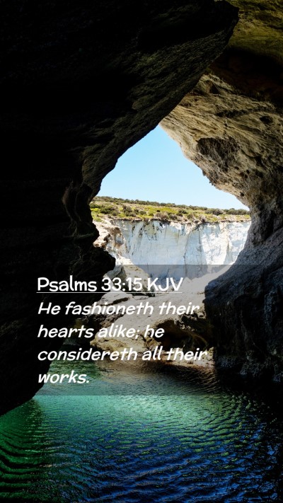 Picture 02 - Psalms 33:15 KJV Mobile Phone Wallpaper - He fashioneth their hearts alike; he considereth - Mobile Bible Verse Wallpaper