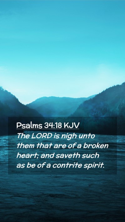 Picture 02 - Psalms 34:18 KJV Mobile Phone Wallpaper - The LORD is nigh unto them that are of a broken - Mobile Bible Verse Wallpaper