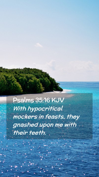 Picture 02 - Psalms 35:16 KJV Mobile Phone Wallpaper - With hypocritical mockers in feasts, they gnashed - Mobile Bible Verse Wallpaper