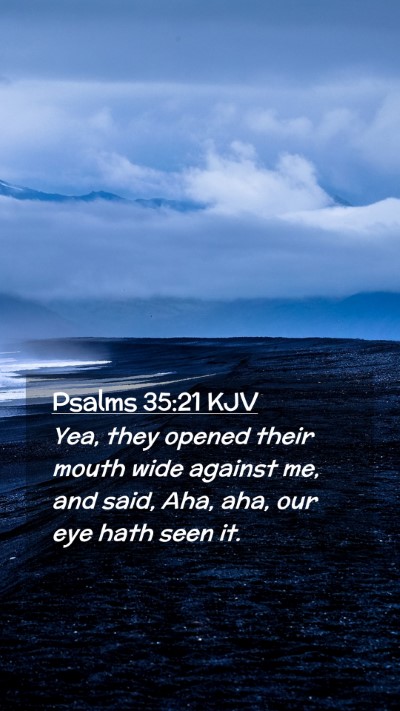 Picture 02 - Psalms 35:21 KJV Mobile Phone Wallpaper - Yea, they opened their mouth wide against me, and - Mobile Bible Verse Wallpaper