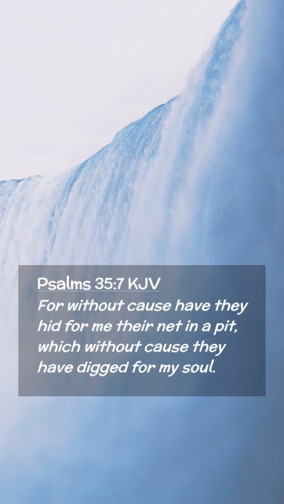 Picture 02 - Psalms 35:7 KJV Mobile Phone Wallpaper - For without cause have they hid for me their net - Mobile Bible Verse Wallpaper