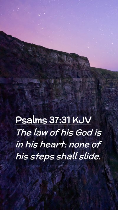Picture 02 - Psalms 37:31 KJV Mobile Phone Wallpaper - The law of his God is in his heart; none of his - Mobile Bible Verse Wallpaper