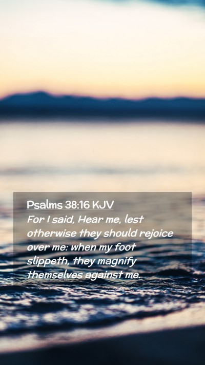 Picture 02 - Psalms 38:16 KJV Mobile Phone Wallpaper - For I said, Hear me, lest otherwise they should - Mobile Bible Verse Wallpaper