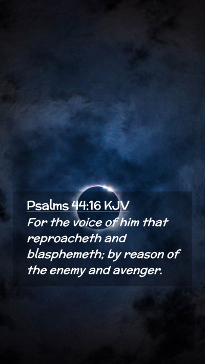 Picture 02 - Psalms 44:16 KJV Mobile Phone Wallpaper - For the voice of him that reproacheth and - Mobile Bible Verse Wallpaper