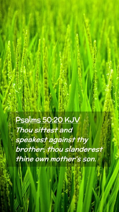 Picture 02 - Psalms 50:20 KJV Mobile Phone Wallpaper - Thou sittest and speakest against thy brother; - Mobile Bible Verse Wallpaper