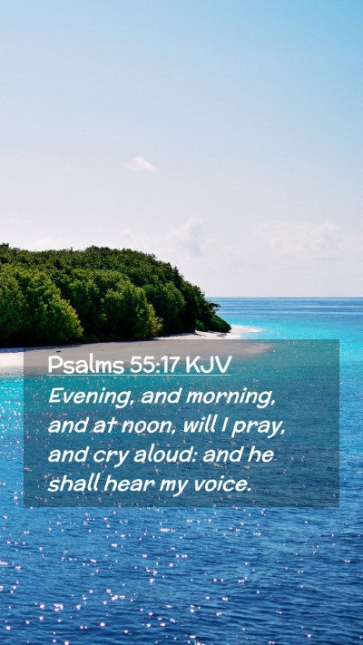 Picture 02 - Psalms 55:17 KJV Mobile Phone Wallpaper - Evening, and morning, and at noon, will I pray, - Mobile Bible Verse Wallpaper