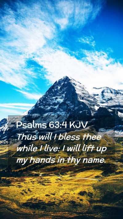 Picture 02 - Psalms 63:4 KJV Mobile Phone Wallpaper - Thus will I bless thee while I live: I will lift - Mobile Bible Verse Wallpaper